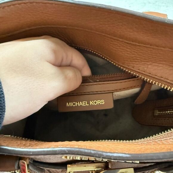 Michael Kors Nouveau Hamilton Small Studded Leather Satchel Purse - Picture 9 of 11